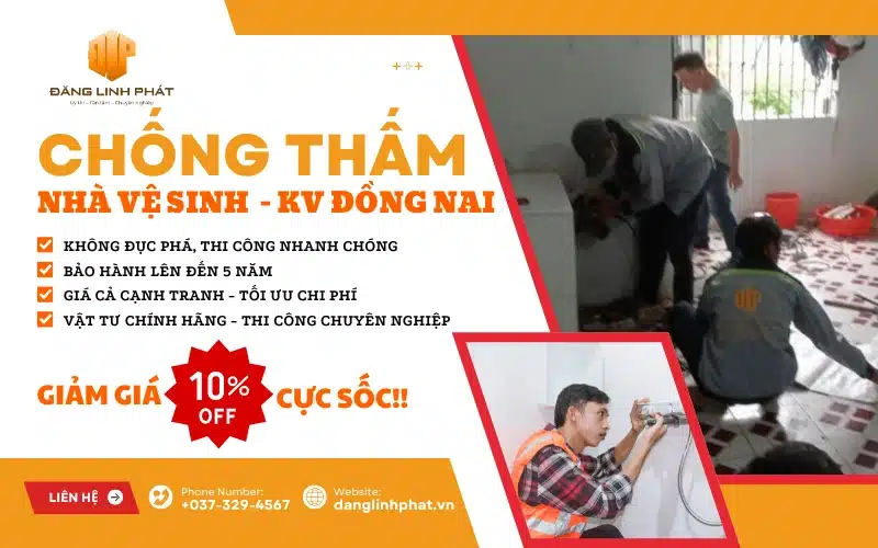 Banner dịch vụ chống thấm nhà vệ sinh chuyên nghiệp tại Đồng Nai