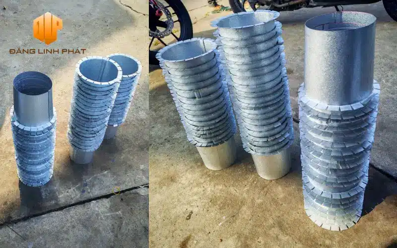 Gia công phễu thoát nước bằng tôn mạ kẽm