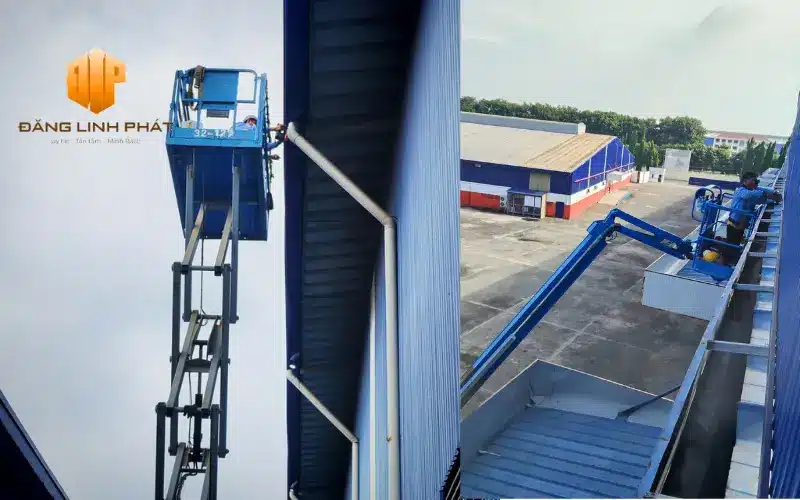 Thi công lắp đặt máng xối trong công trình lắp đặt máng xối tại Công ty UAV TP.HCM